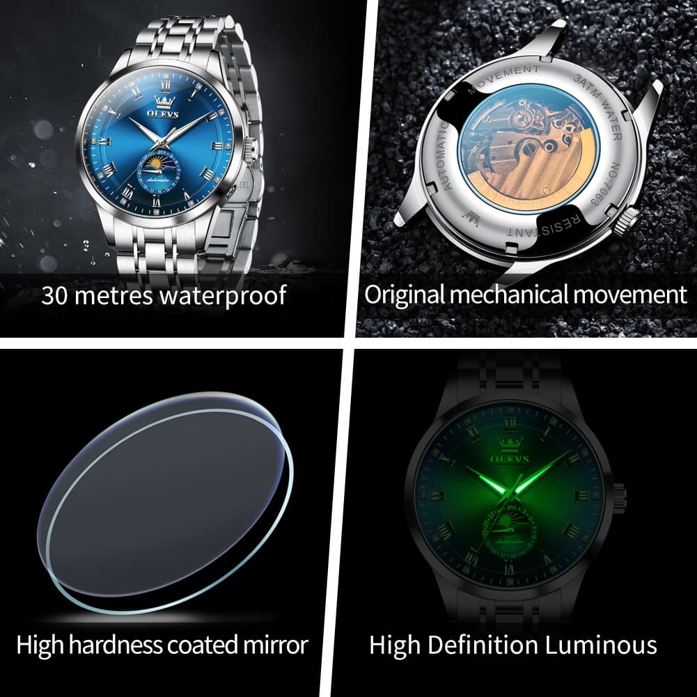 OLEVS 7063 Diamond Moon Phase Automatic Watch For Men