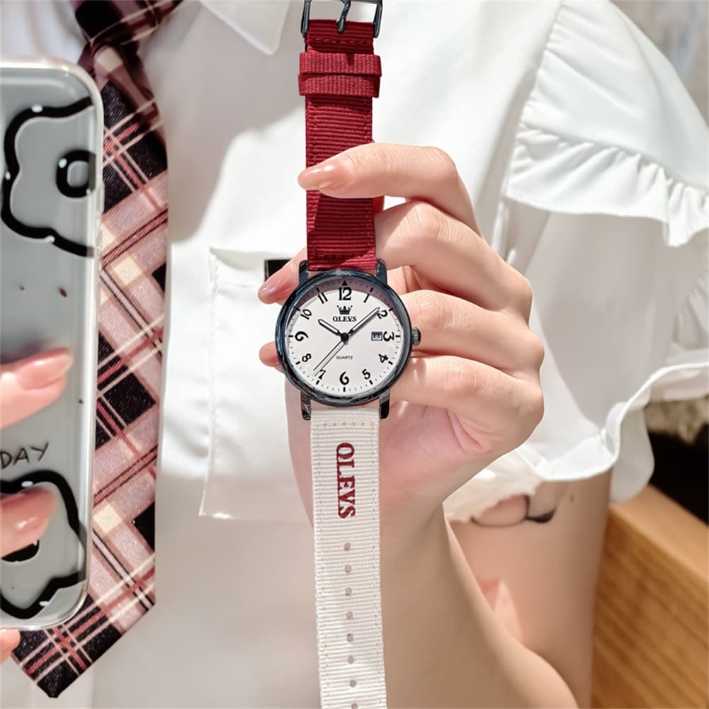 OLEVS 2991 Nylon Strap Casual Retro Quartz Watch for Men and Women
