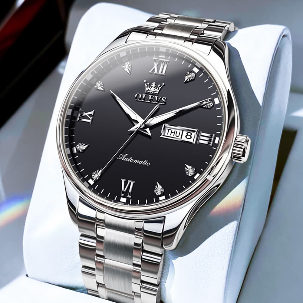 OLEVS Diamond Dial Day Date Automatic Mechanical Watch 9955 for Men