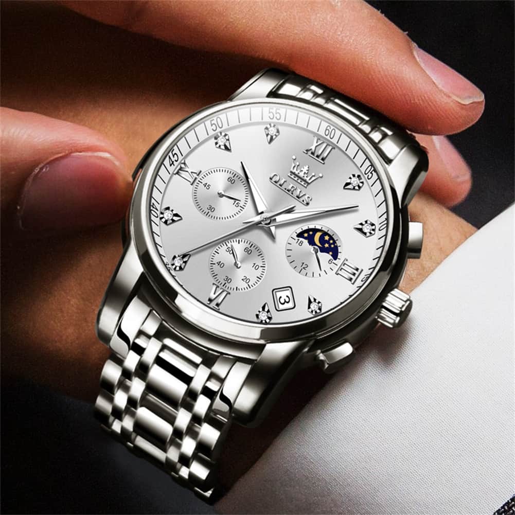 OLEVS 2858 Luxury Moon Phase Chronograph Watch for Men