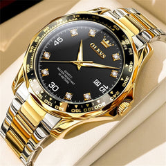 OLEVS 9988 Luxury Green Dial Quartz Dress Watch for Men