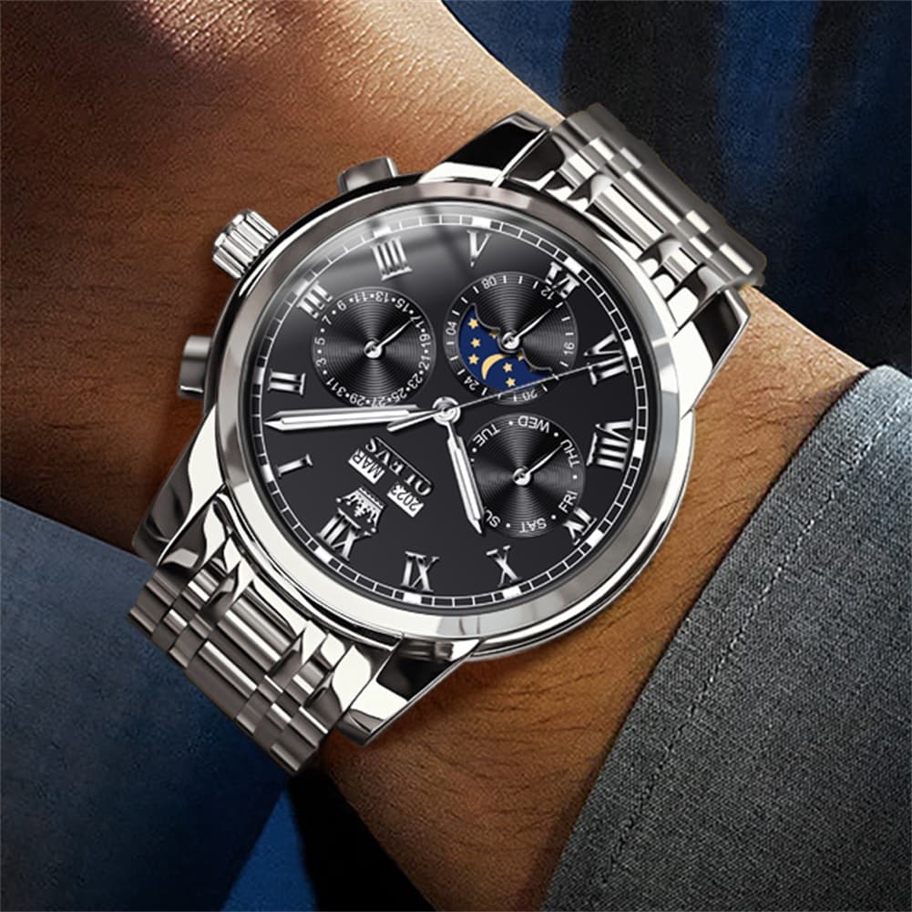 OLEVS 6692 Automatic Moon Phase Multifunction Steel Watch for Men
