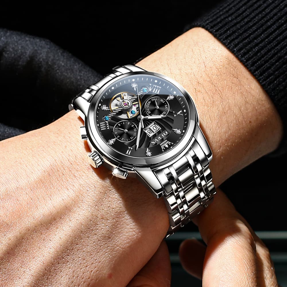 OLEVS Open Heart Multifunction Automatic Mechanical Watch 9910 Big Date for Men