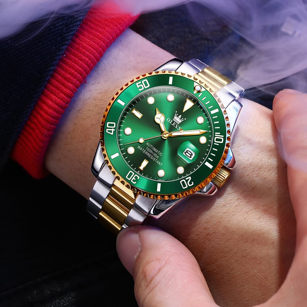 OLEVS 6650 Stainless Steel Mechanical Dive Watch for Men