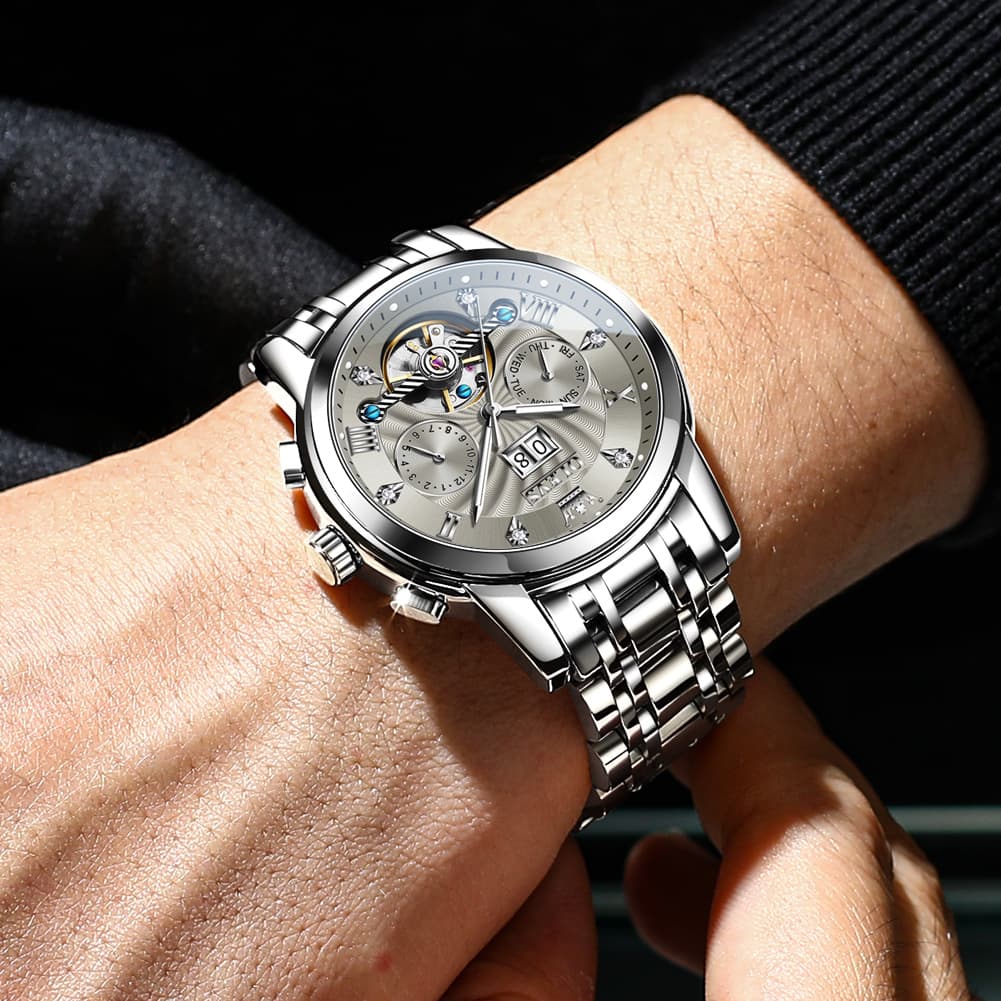 OLEVS Open Heart Multifunction Automatic Mechanical Watch 9910 Big Date for Men