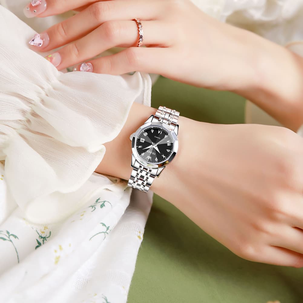 OLEVS 9931 Elegant Diamond Stainless Steel Quartz Watch for Women