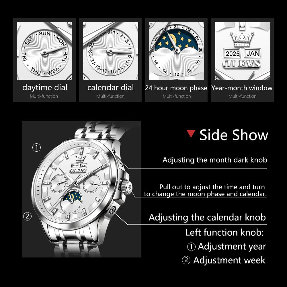 OLEVS 7070 Heavyweight Moon Phase Automatic Watch For Men