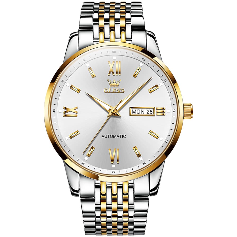 OLEVS 6777 Minimalist Day Date Mechanical Watch for Men