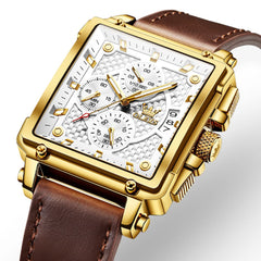 OLEVS 9925 Riveted Square Chronograph Watch for Men