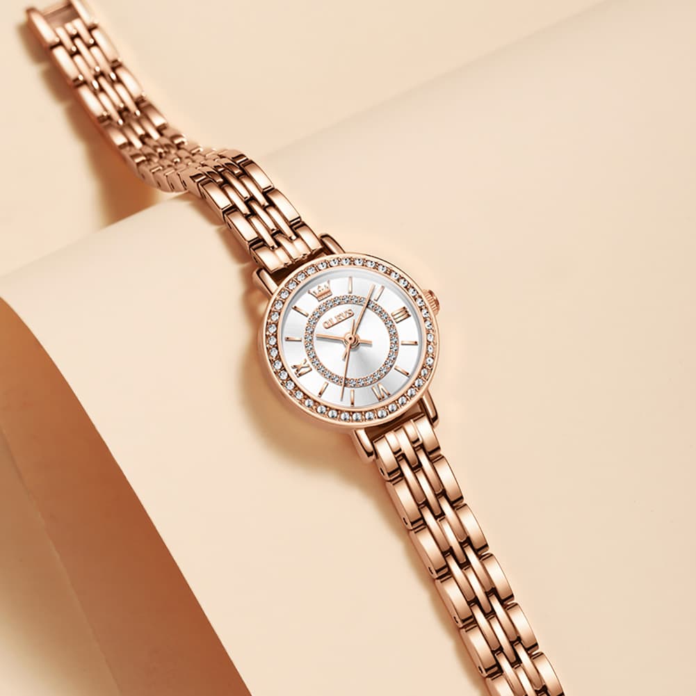 OLEVS Diamond Bezel Jewelry Bracelet Watch 5508 Petite Quartz for Women