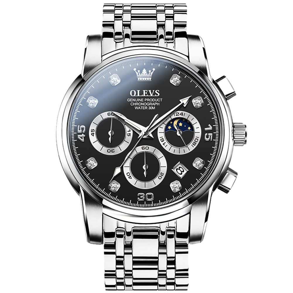 OLEVS 2889 Steel Chronograph Moon Phase Watch for Men