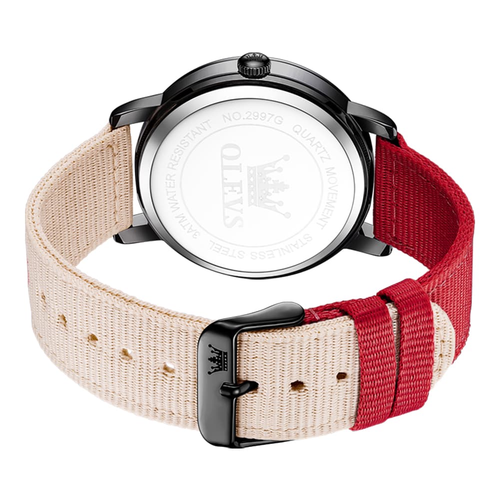 OLEVS 2997 Nylon Strap American Vintage Quartz Watch for Men and Women