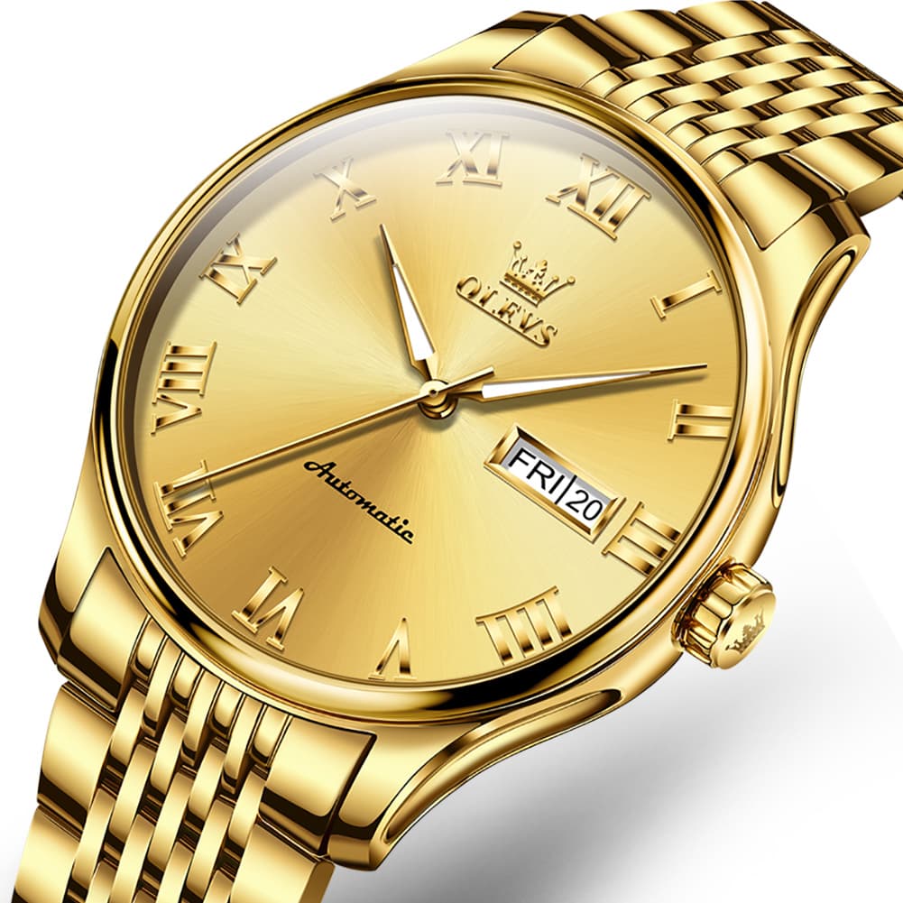 OLEVS Roman Numeral Day Date Automatic Mechanical Watch 9929 for Men