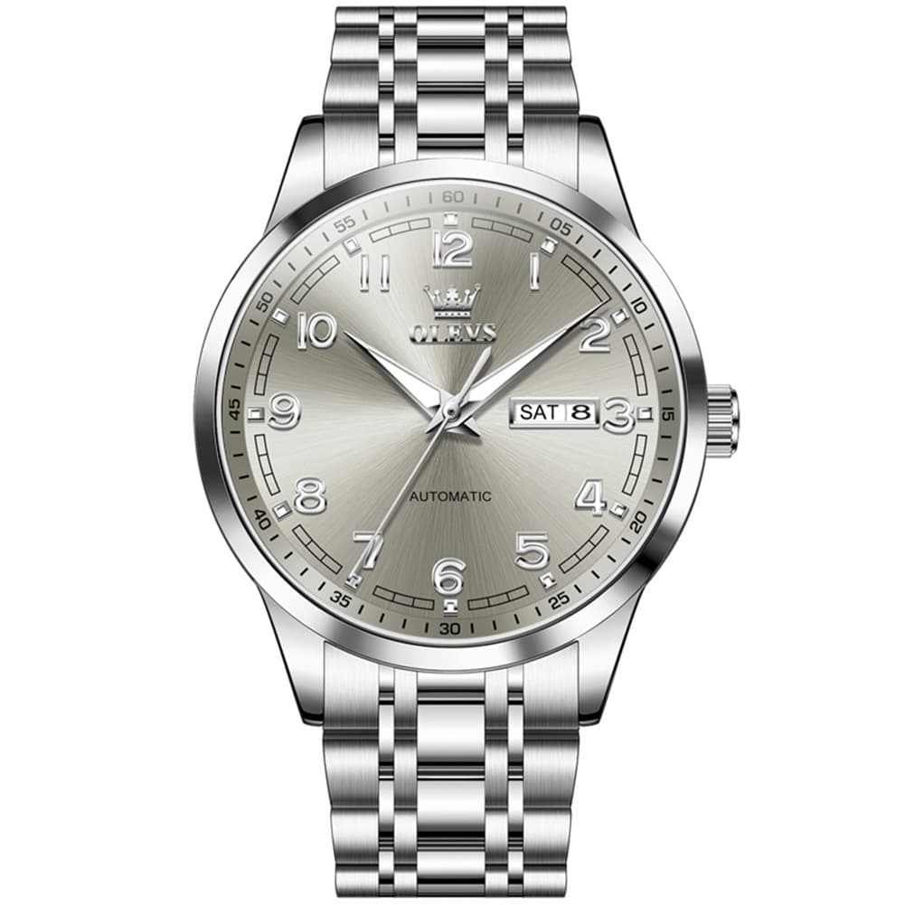 OLEVS 7077 Arabic Numeral Dual Calendar Automatic Watch For Men