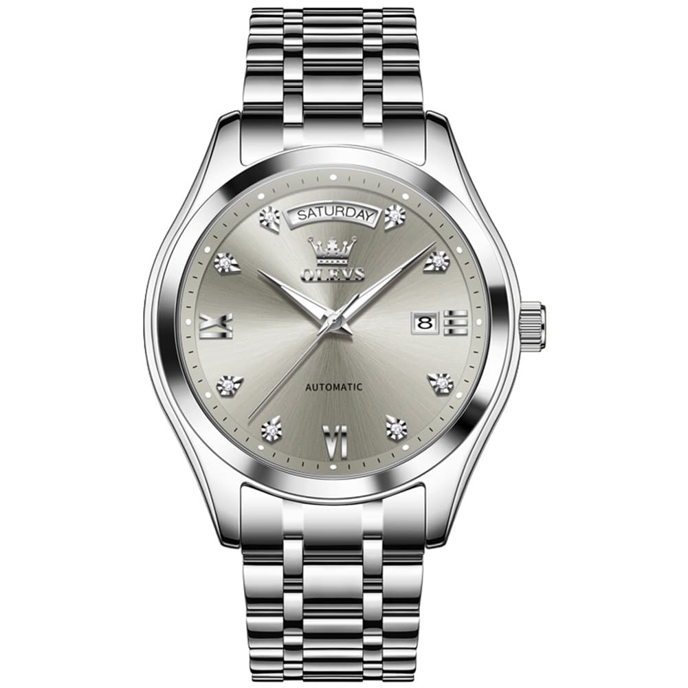 OLEVS 6752 Diamond Dial Day Date Mechanical Watch for Men