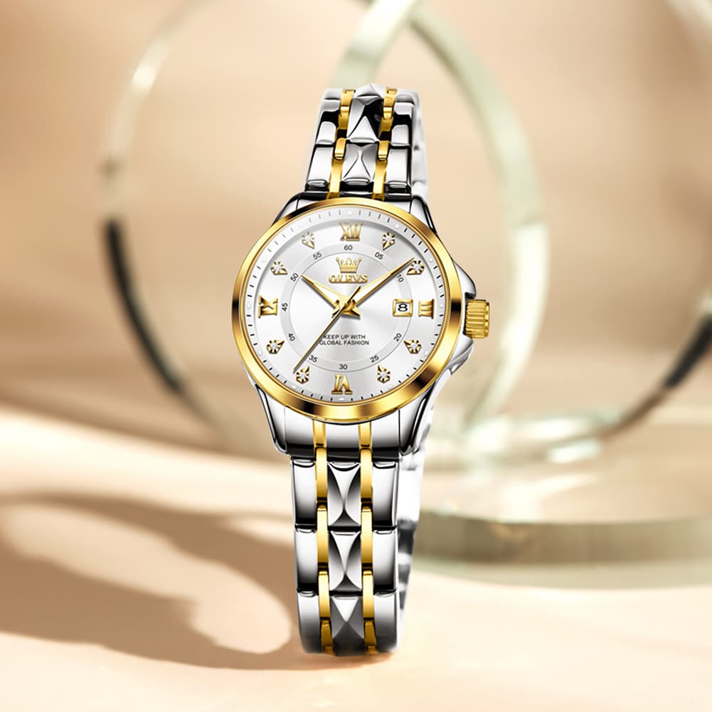 OLEVS 2906 Diamond Day Date Couples Watch Set Men Women