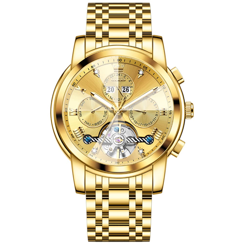 OLEVS 3D Diamond Cut Skeleton Automatic Watch 7121 for Men