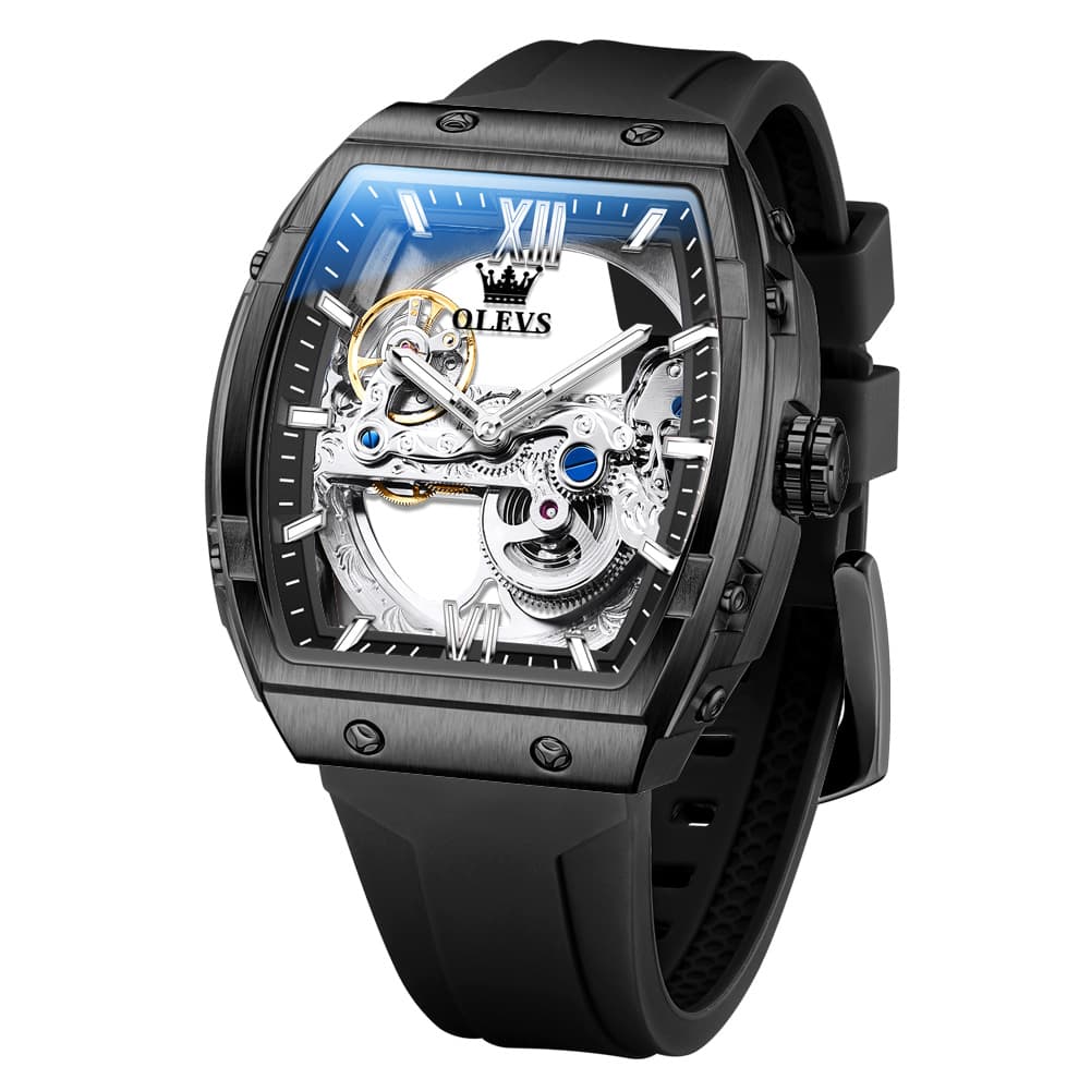 OLEVS 6779 Tonneau Skeleton Mechanical Watch for Men