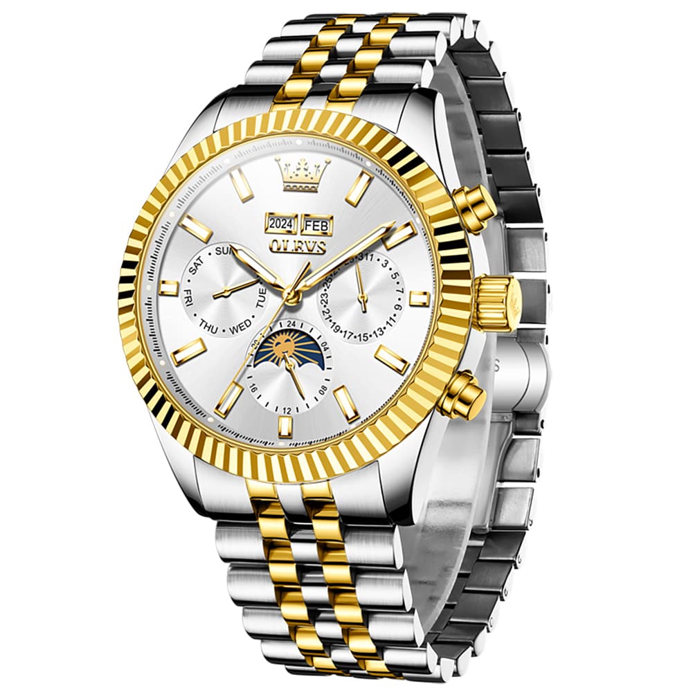 OLEVS 6688 Automatic Moon Phase Stainless Steel Watch for Men