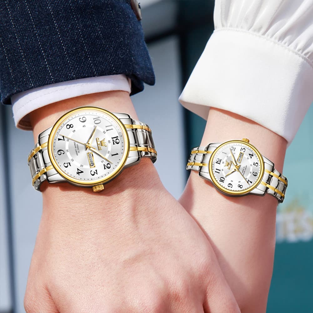 OLEVS 2891 Classic Digital Dial Couples Watch Set for Men Women