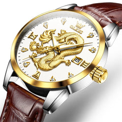 OLEVS 3619 3D Dragon Quartz Watch for Men