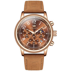 OLEVS 2912 Leather Chronograph Moon Phase Watch for Men