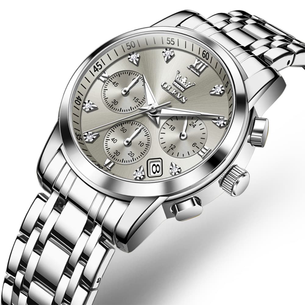 OLEVS 2858 Elegant Moon Phase Chronograph Watch for Women