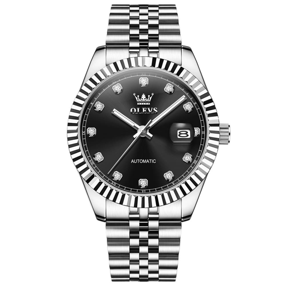 OLEVS 6743 Fluted Bezel Diamond Mechanical Watch for Men