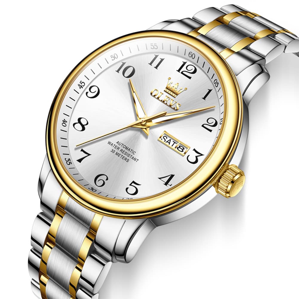 OLEVS 7072 Arabic Numeral Dual Calendar Automatic Watch For Men