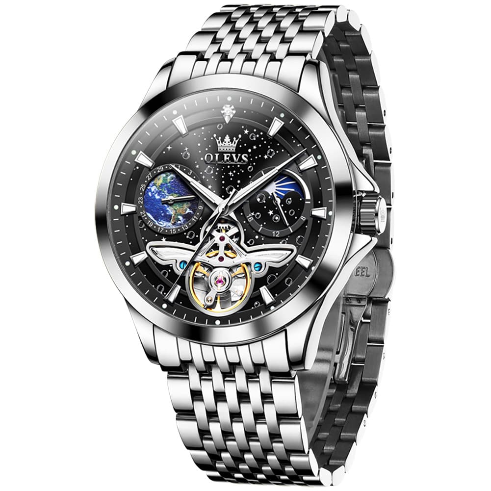 OLEVS 6705 Starry Sky Earth Tourbillon Automatic Mechanical Watch For Men
