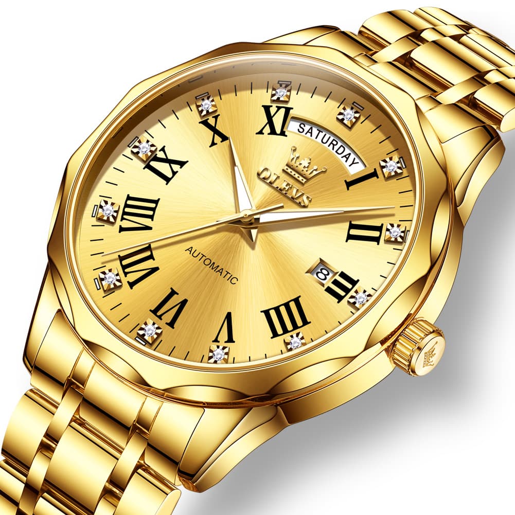 OLEVS 6780 Roman Numerals Day Date Mechanical Watch for Men