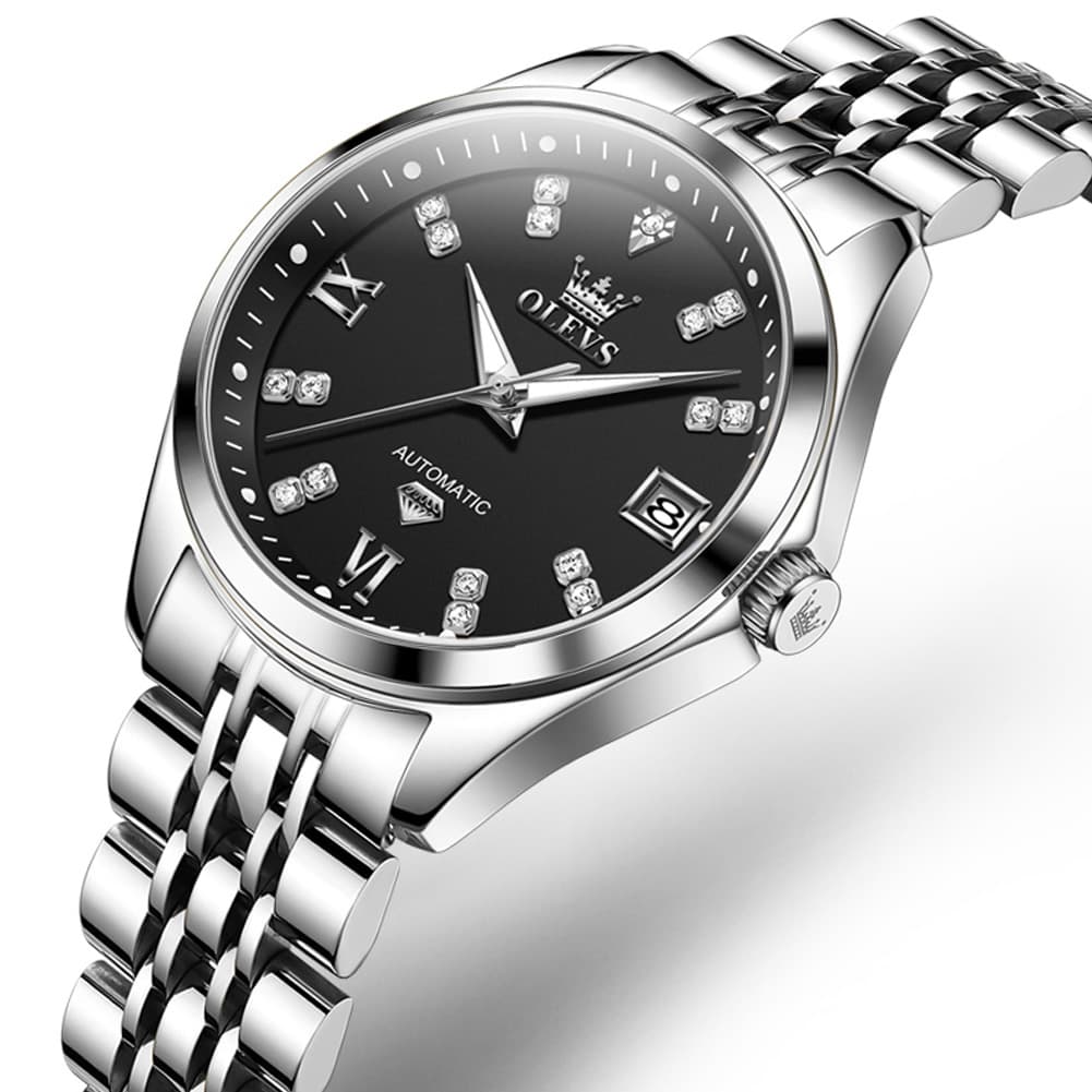OLEVS Diamond Dial Automatic Mechanical Watch 9801 Date Display for Women
