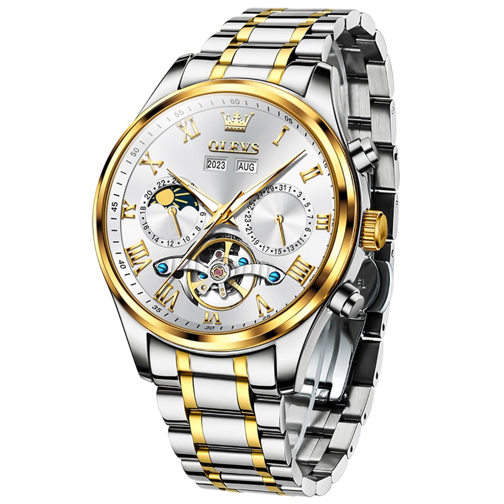 OLEVS 7005 Multi Function Skeleton Mechanical Watch for Men