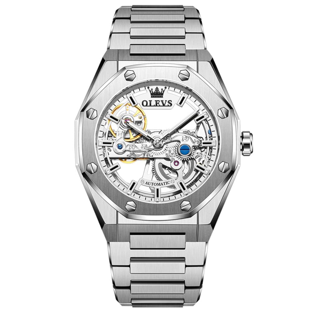 OLEVS 6742 Octagonal Skeleton Mechanical Watch for Men