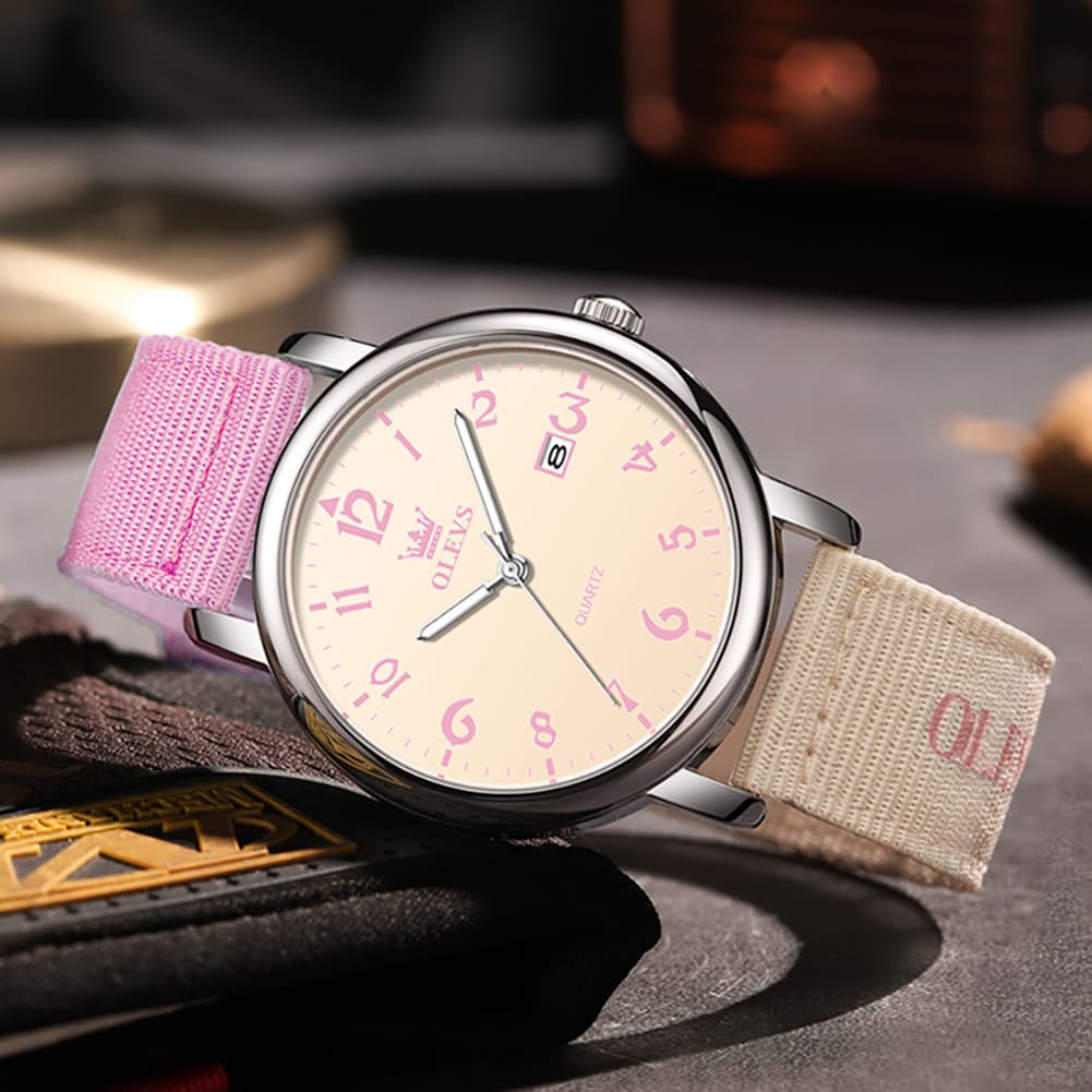 OLEVS 2991 Nylon Strap Casual Retro Quartz Watch for Men and Women
