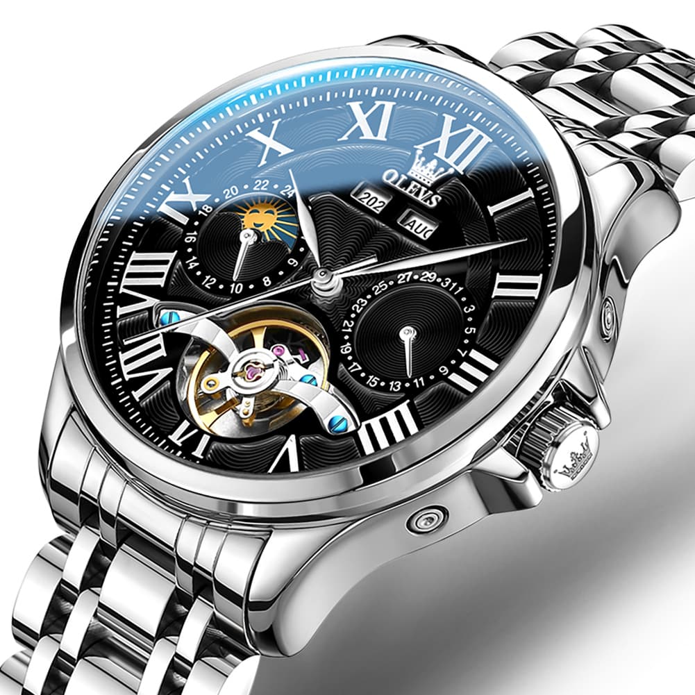 OLEVS 7013 Multi Function Sun and Moon Mechanical Watch for Men