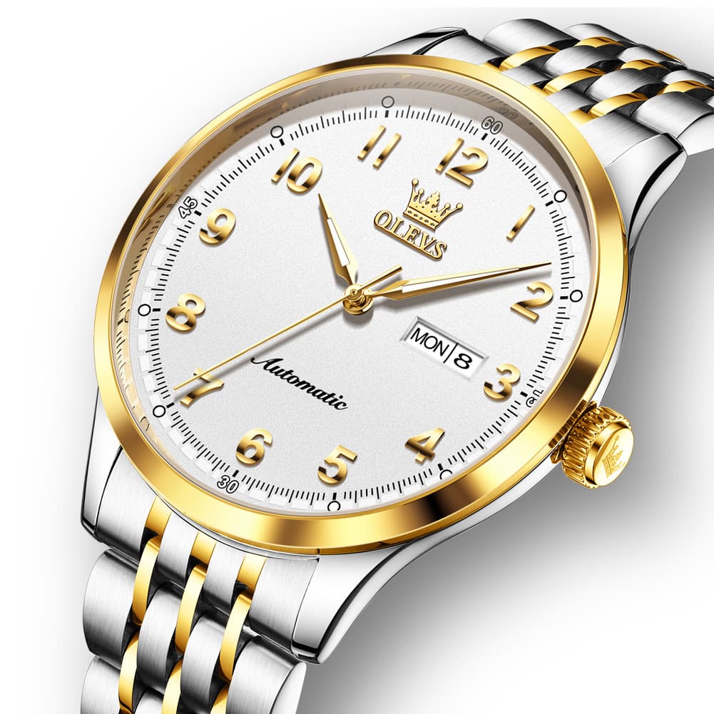 OLEVS 7100 Arabic Numeral Dual Calendar Automatic Watch For Men