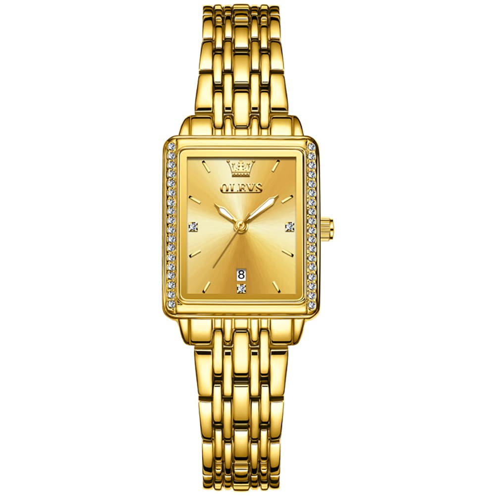 OLEVS 9995 Vintage Rectangular Gold Bracelet Watch for Women
