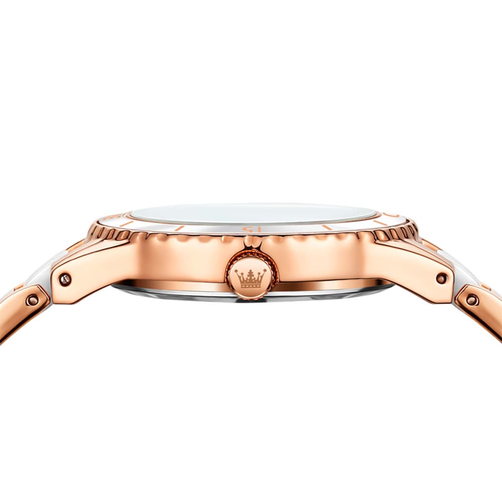 OLEVS 9985 Two Tone Ceramic Bracelet Quartz Watch for Women