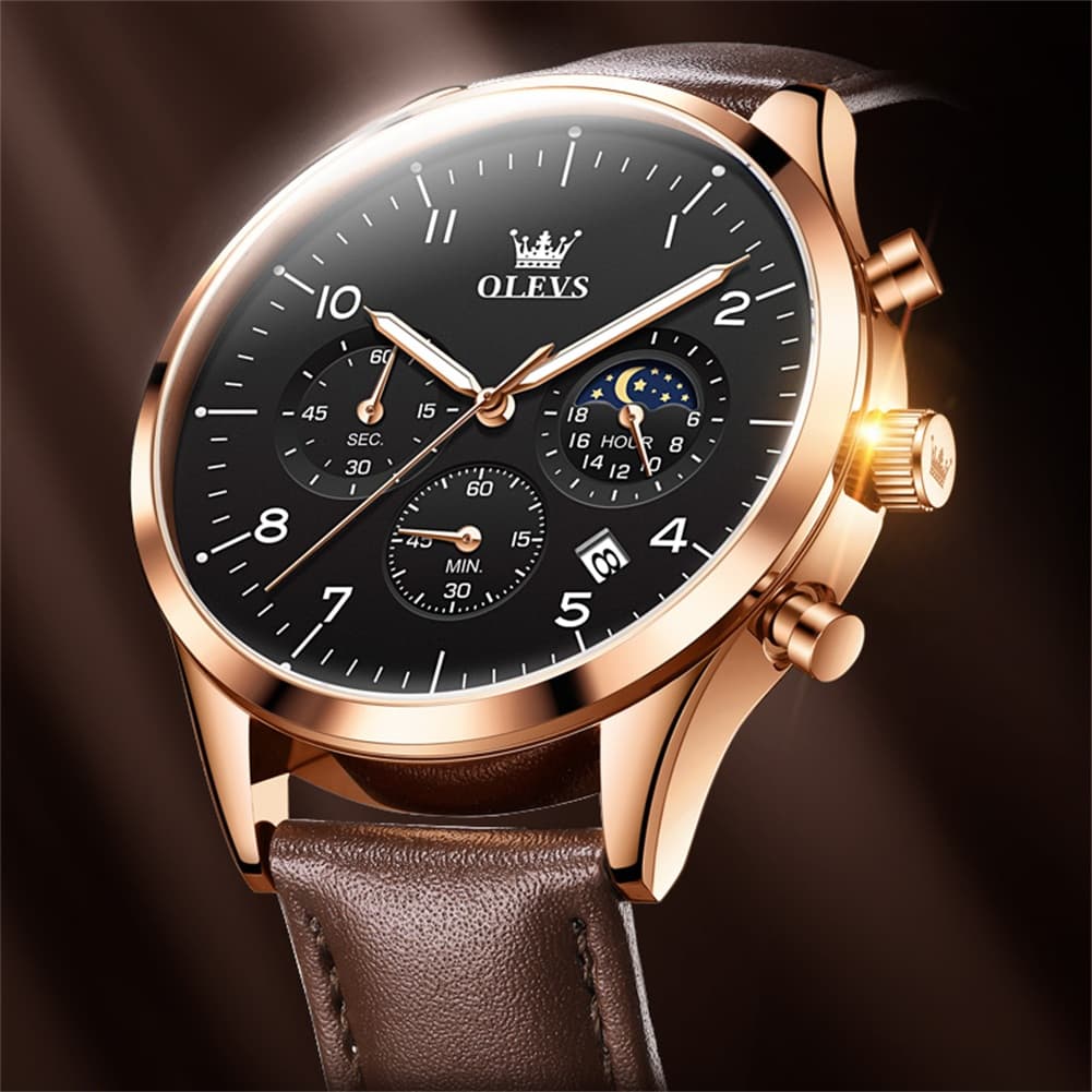 OLEVS 2882 Luxury Moon Phase Chronograph Watch for Men