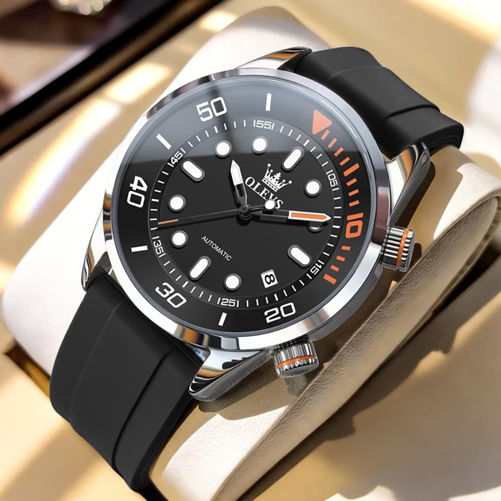 OLEVS 6751 Dive Style Silicone Strap Mechanical Watch for Men