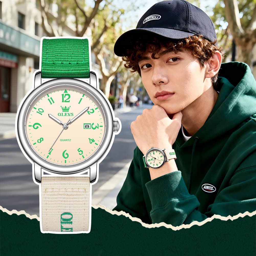 OLEVS 2991 Nylon Strap Casual Retro Quartz Watch for Men and Women