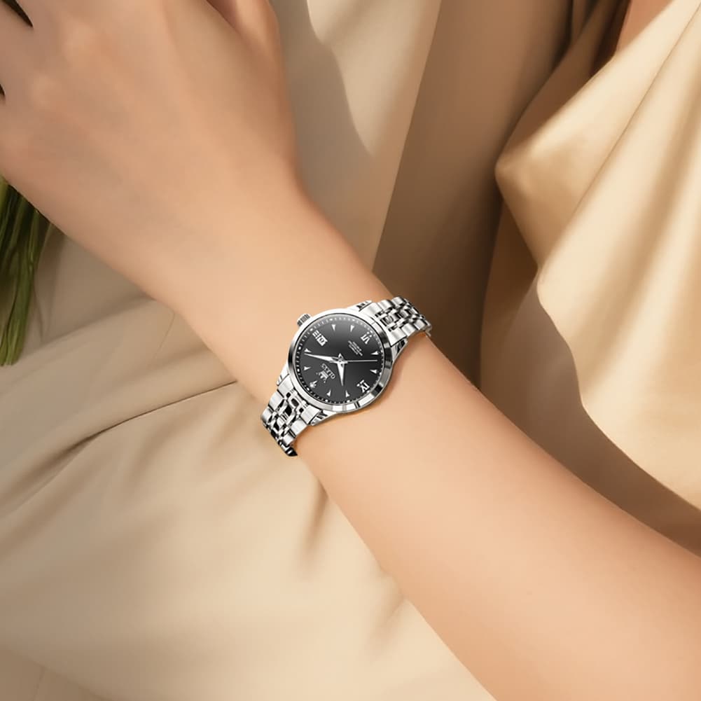 OLEVS Diamond Dial Day Date Automatic Mechanical Watch 9956 for Women
