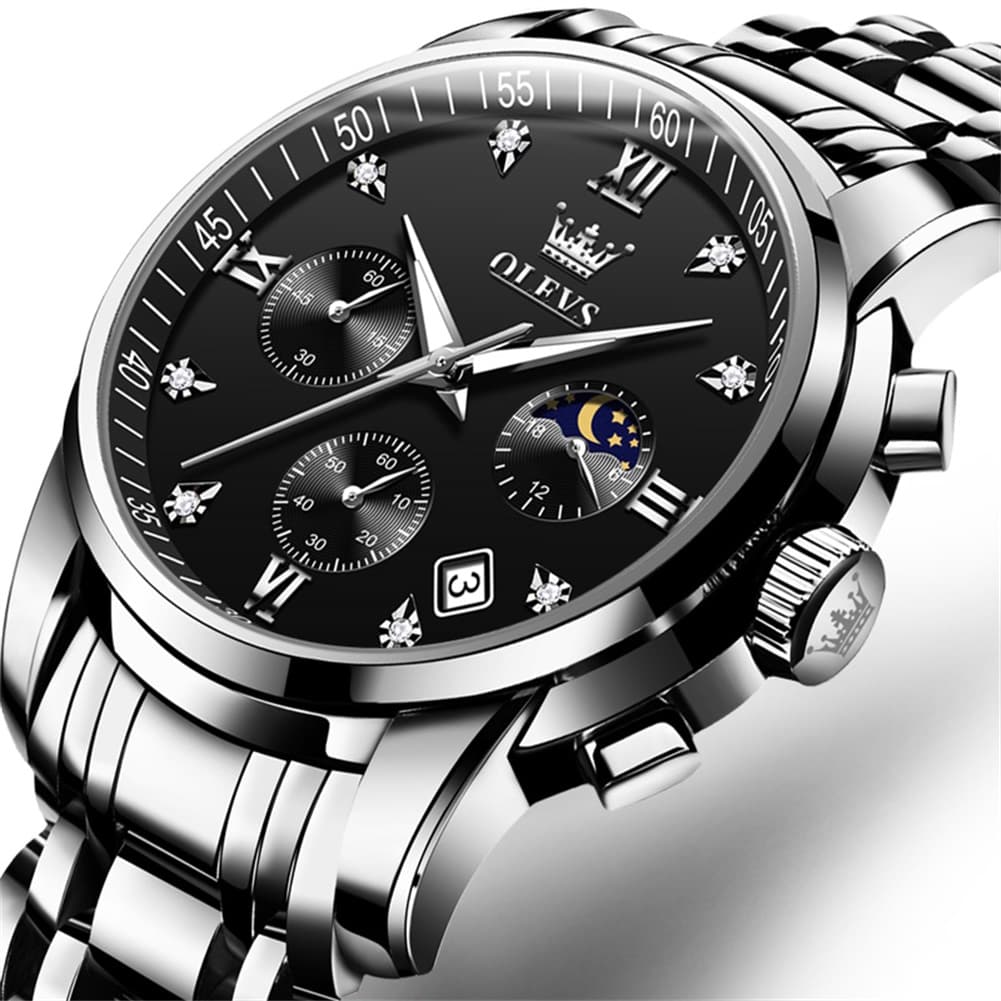 OLEVS 2858 Luxury Moon Phase Chronograph Watch for Men
