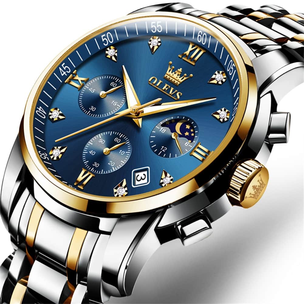 OLEVS 2858 Luxury Moon Phase Chronograph Watch for Men