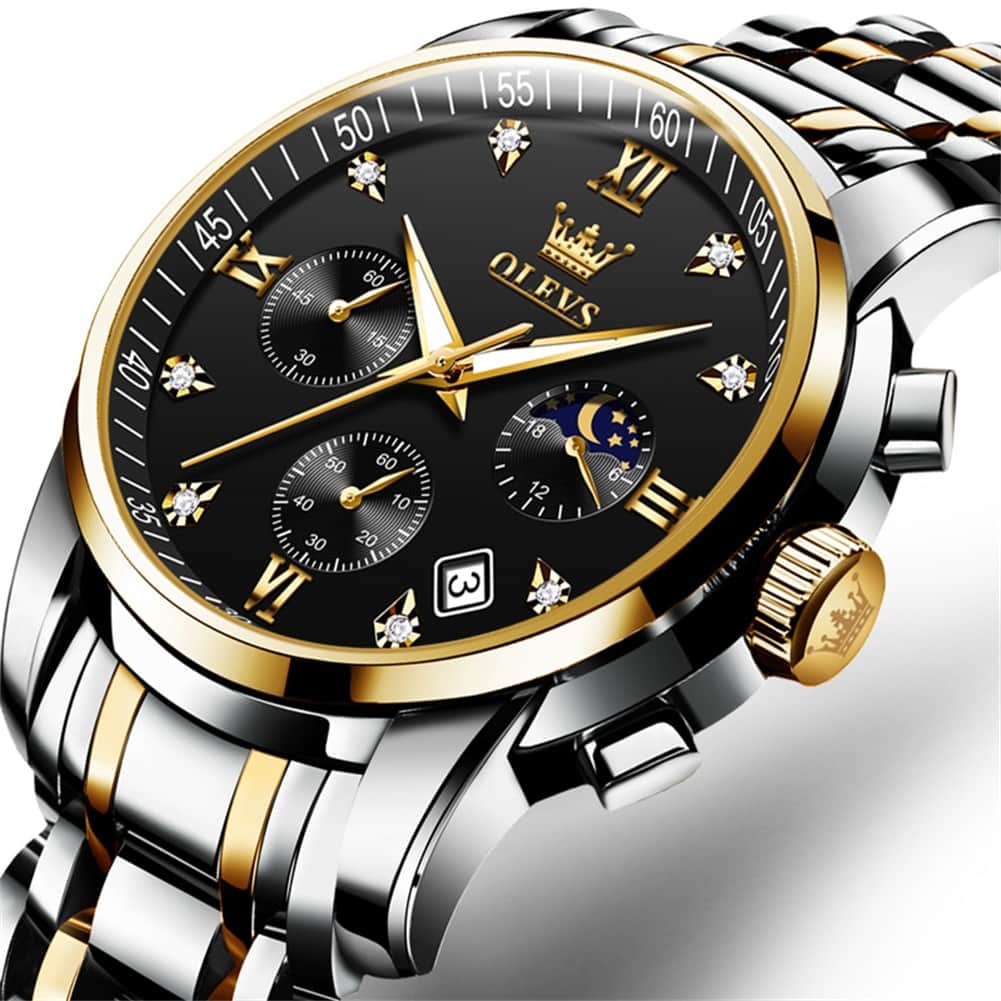 OLEVS 2858 Luxury Moon Phase Chronograph Watch for Men