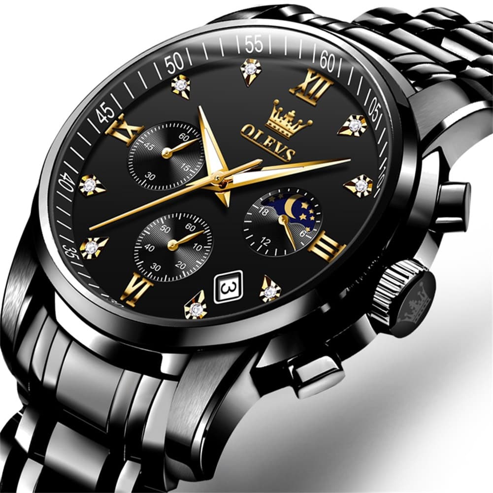 OLEVS 2858 Luxury Moon Phase Chronograph Watch for Men