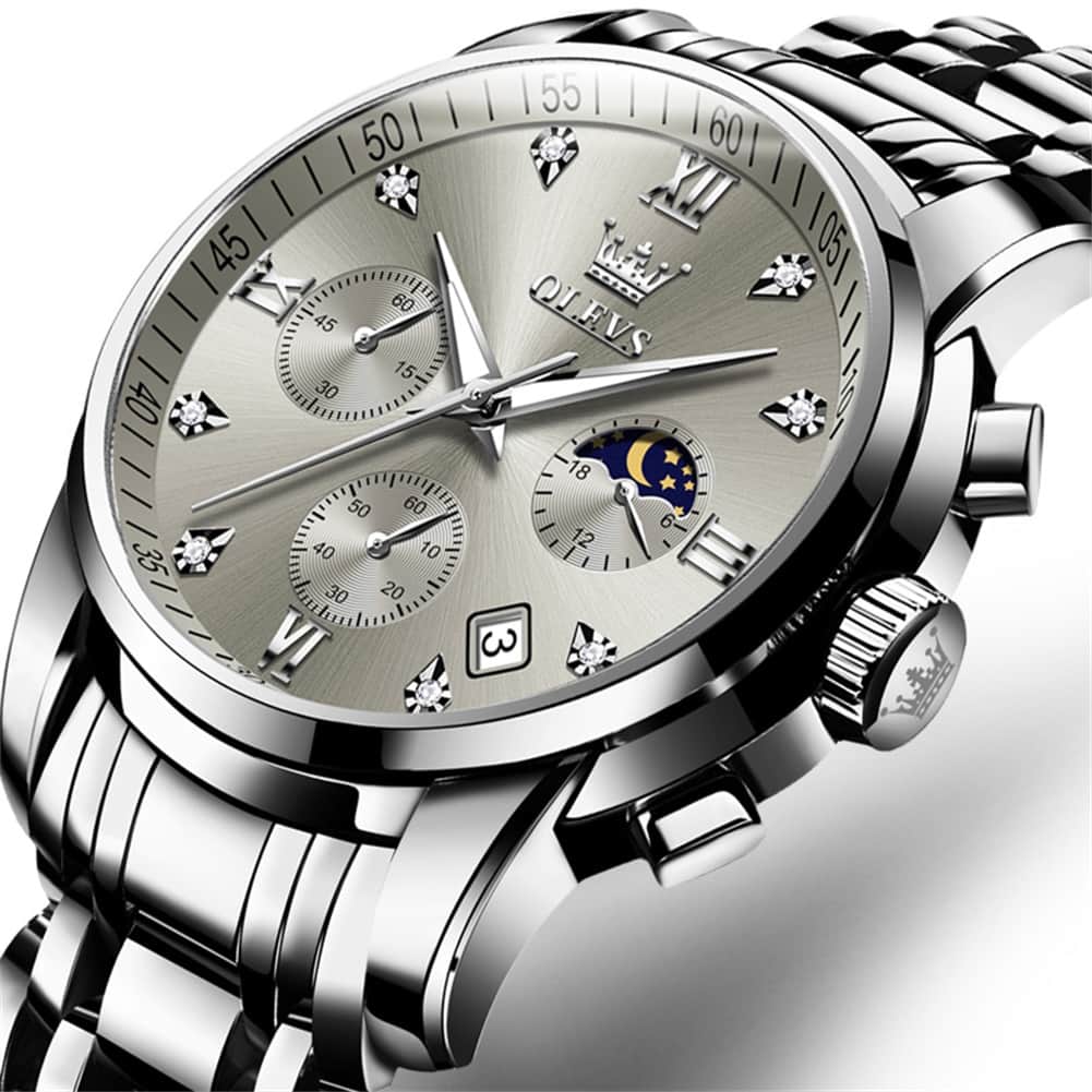 OLEVS 2858 Luxury Moon Phase Chronograph Watch for Men
