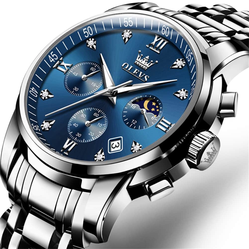 OLEVS 2858 Luxury Moon Phase Chronograph Watch for Men