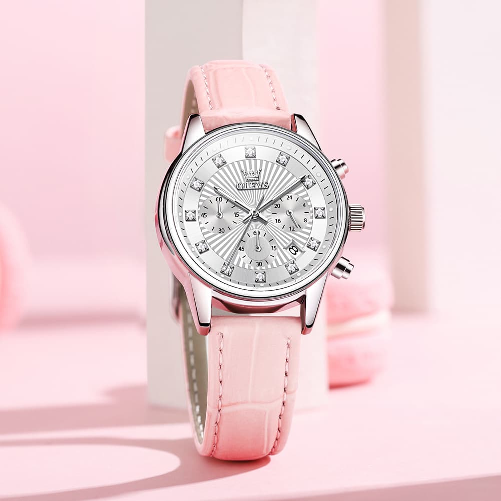 OLEVS 3669 Quartz Multi Dial Diamond Watch For Women